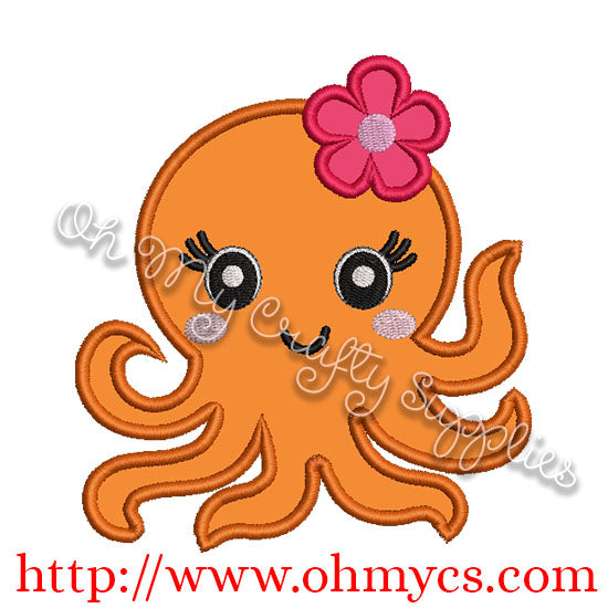 Cute Octopus Applique Design