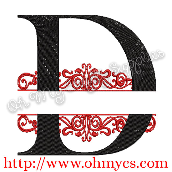 D Split Letter Embroidery Design