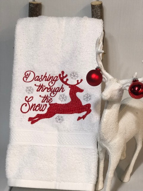 Dashing through the Snow Deer Embroidery Design