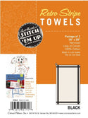 Retro Box Stripe Towels BLACK (Retail Pkg of 3)