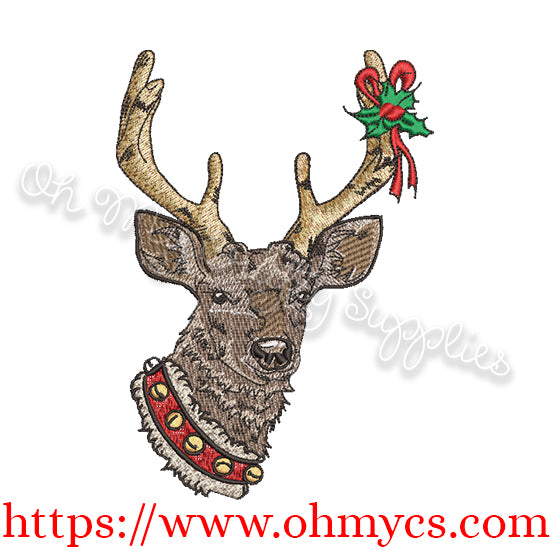 Christmas Reindeer Solid Stitch Embroidery Design