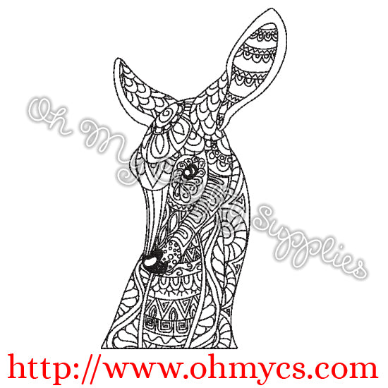 Henna Doe Deer Embroidery Design