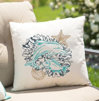 Colorful Dolphin Sketch Embroidery Design