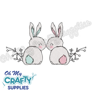 Double Sketch Bunny Embroidery Design