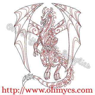 Henna Flying Dragon 2 Embroidery Design