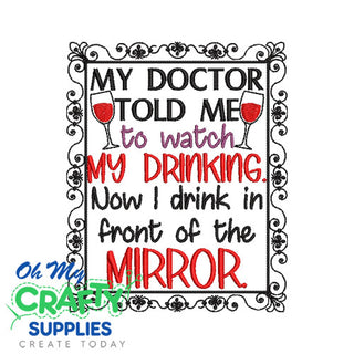 Drinking Mirror Embroidery Design