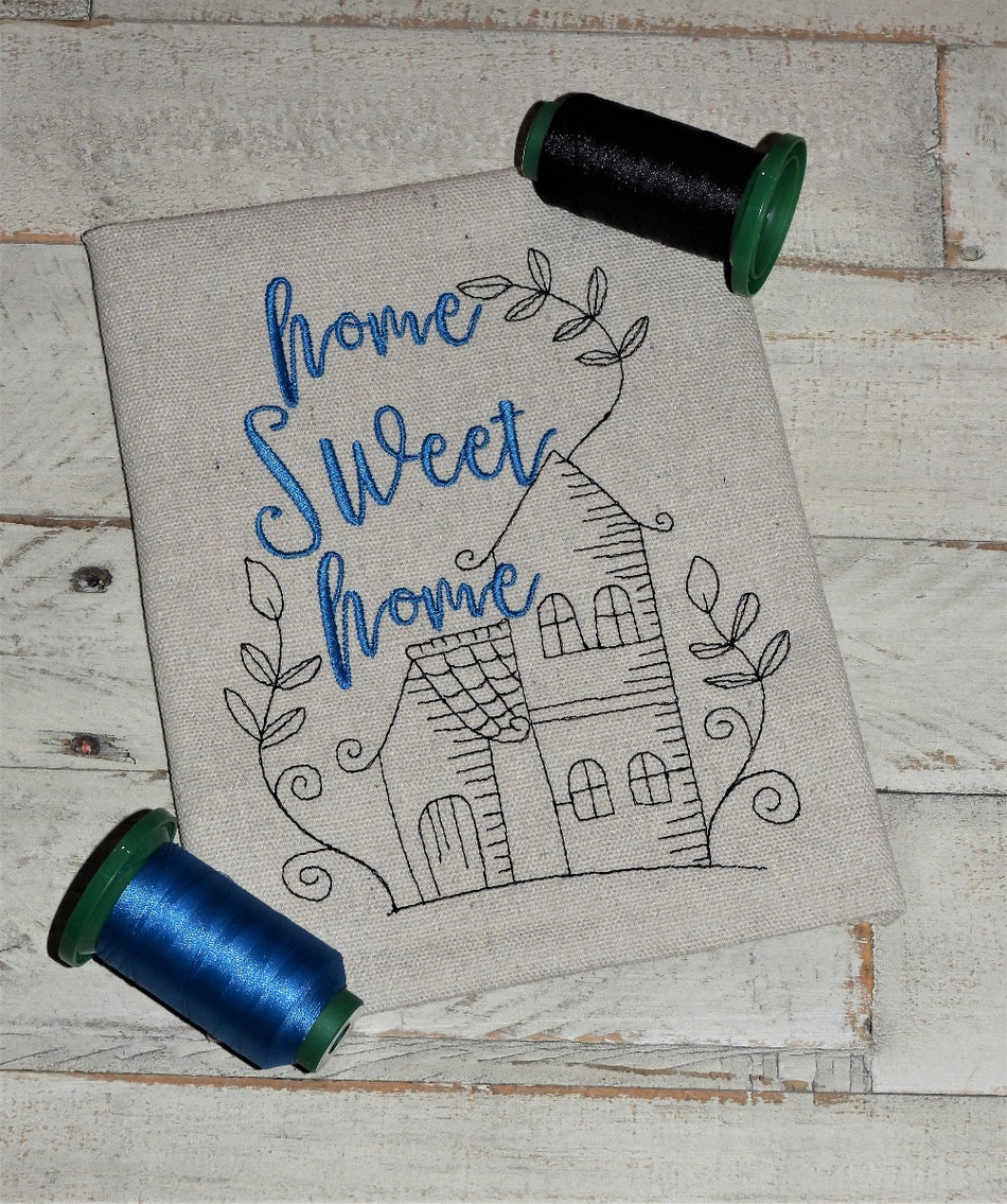 Home Sweet Home House Drawing Embroidery Design