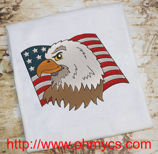 Watercolor Eagle Flag USA Embroidery Design