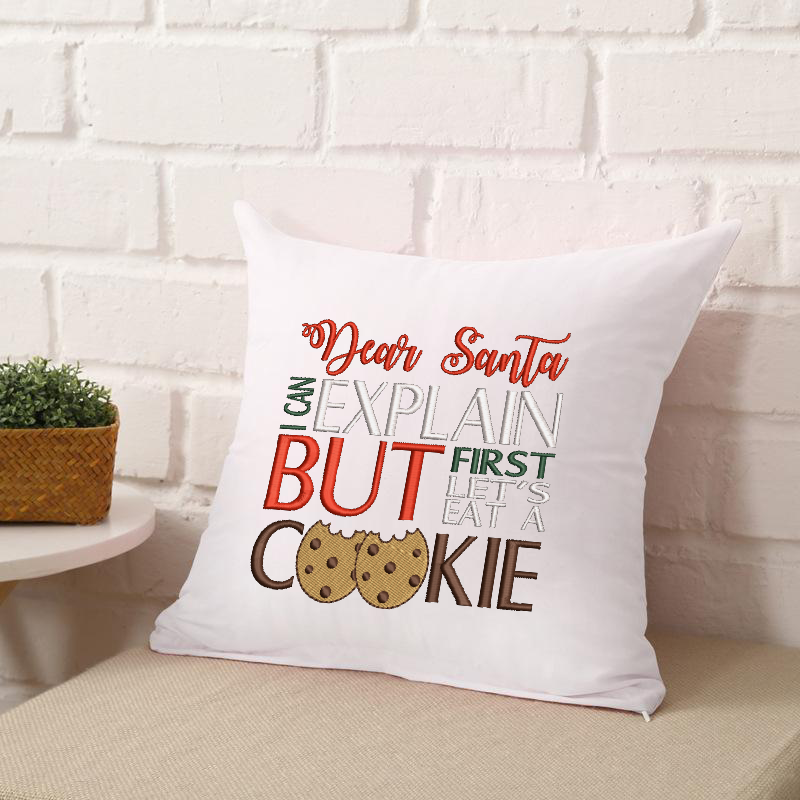 Dear Santa But First a Cookie Embroidery Design