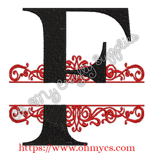 F Split Letter Embroidery Design