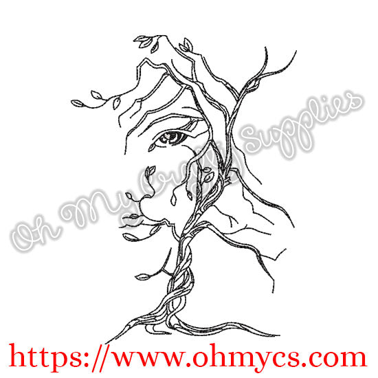 Face Tree Embroidery Design