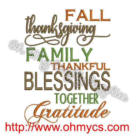 Fall Family Thanksgiving Embroidery Design