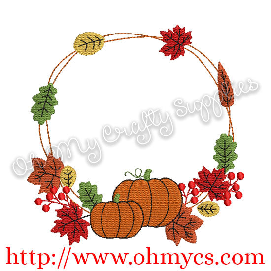 Fall Pumpkin Frame Embroidery Design