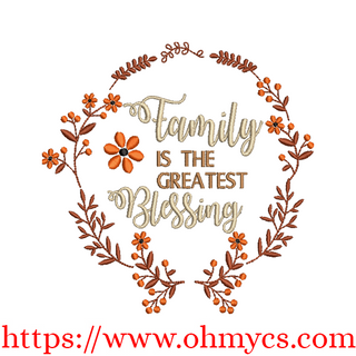Family Blessing Embroidery Design