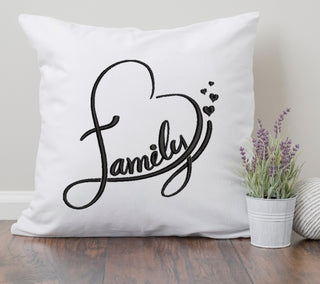 Family Heart Embroidery Design