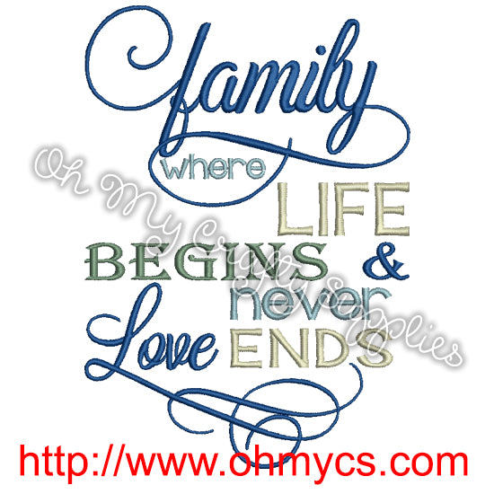 Family Love Embroidery Design