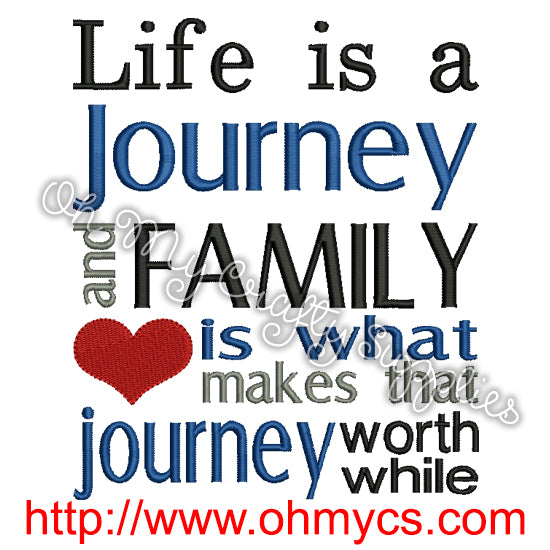 Family Journey Embroidery Design