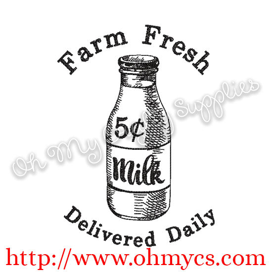 Sketch Farm Fresh Milk Embroidery Design