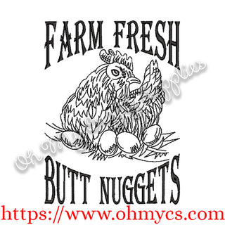 Butt Nuggets Chicken Sketch Embroidery Design