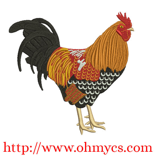 Old Fashion Farm Rooster Embroidery Design