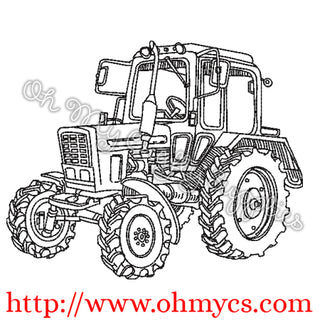 Farm Tractor Sketch Embroidery Design