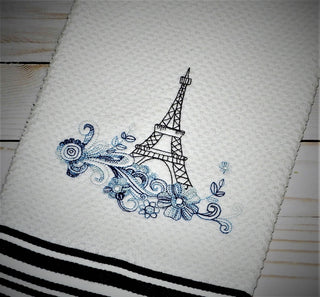 Another Floral Eiffel Tower Embroidery Design