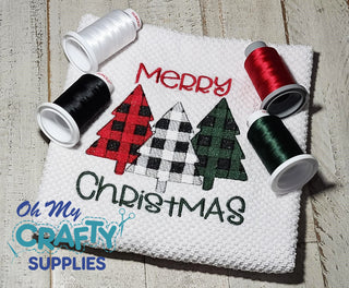 Merry Christmas Plaid Trees Embroidery Design