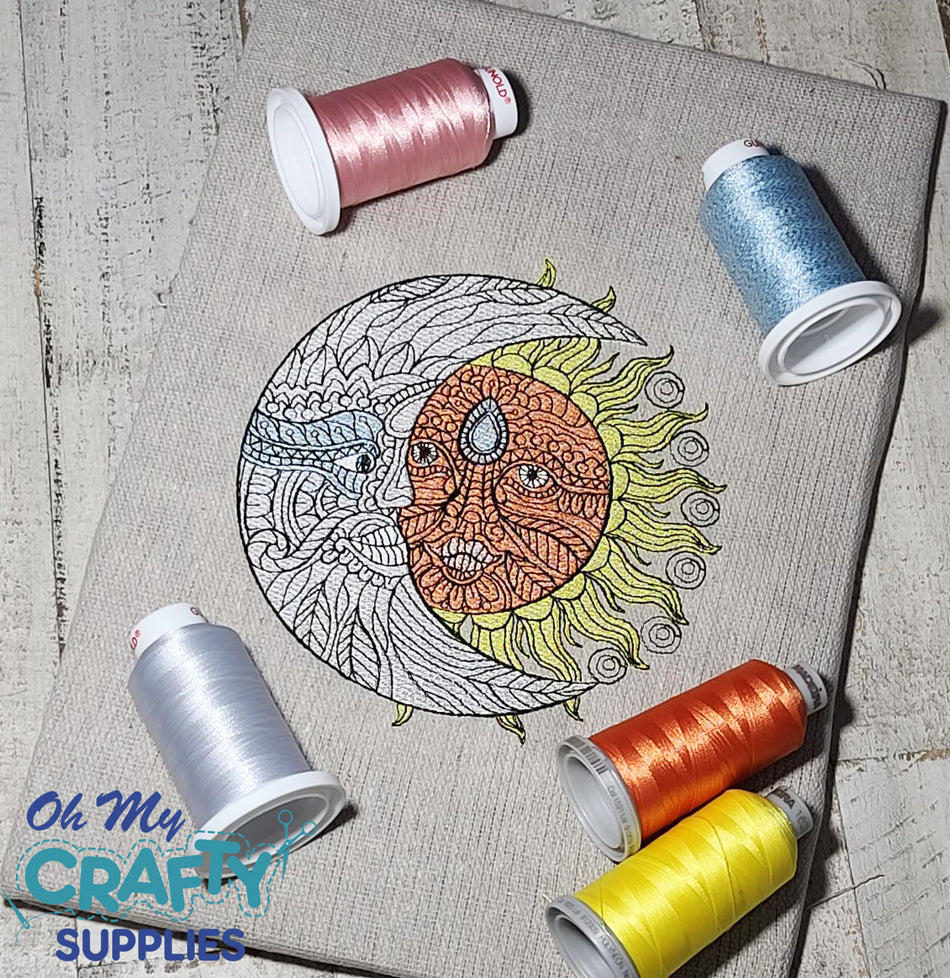Henna Sun and Moon Embroidery Design