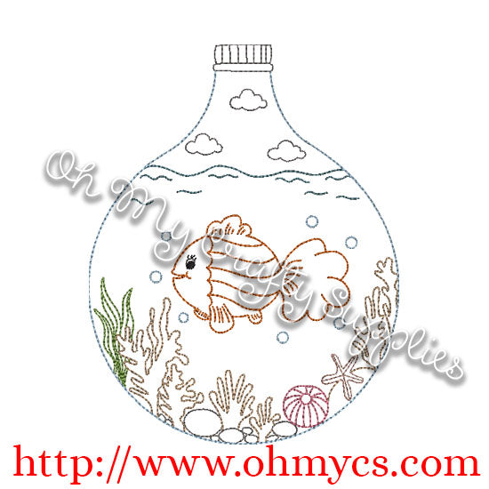 Fish Bowl Embroidery Design