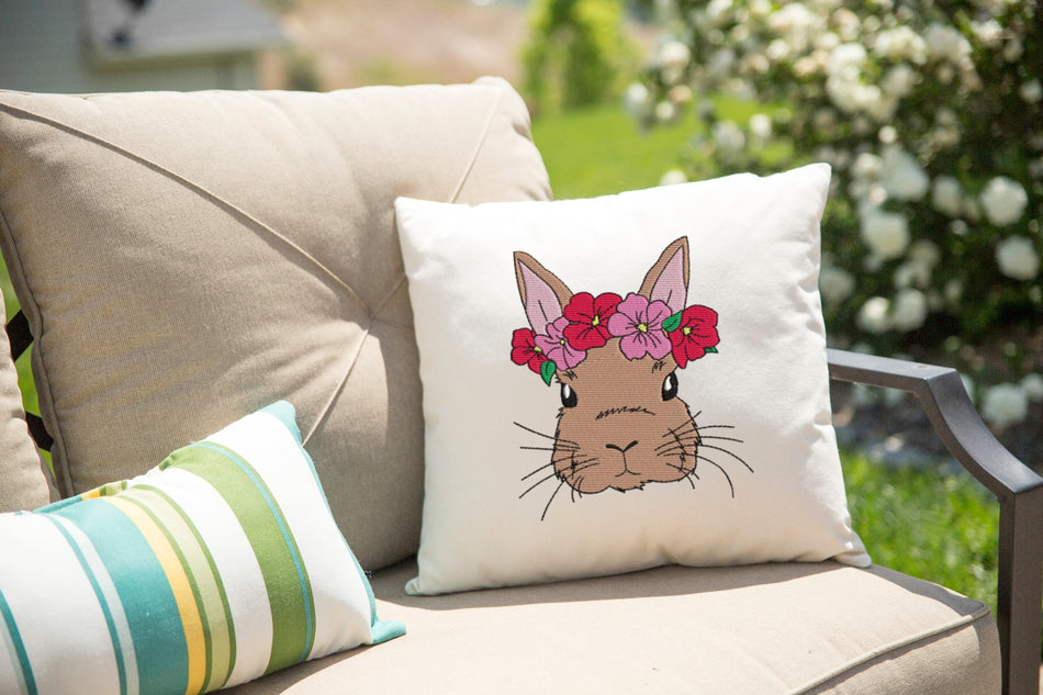 Floral Crown Bunny Embroidery Design