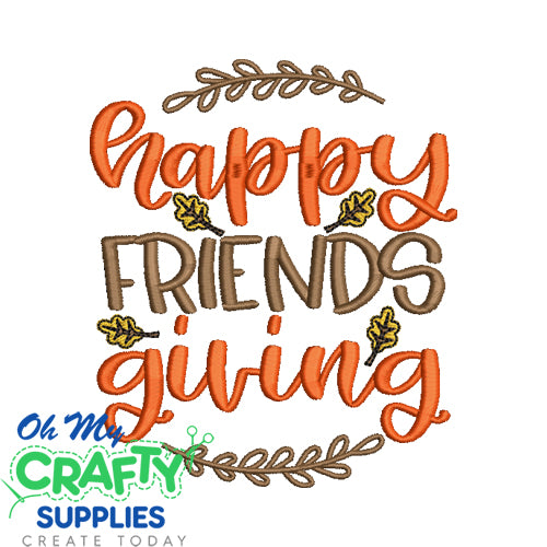 Happy Friends Giving Embroidery Design