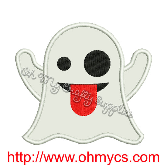Ghost Emoji Applique Design