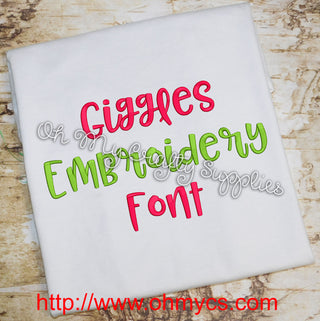 Giggles Embroidery Font (BX Included)