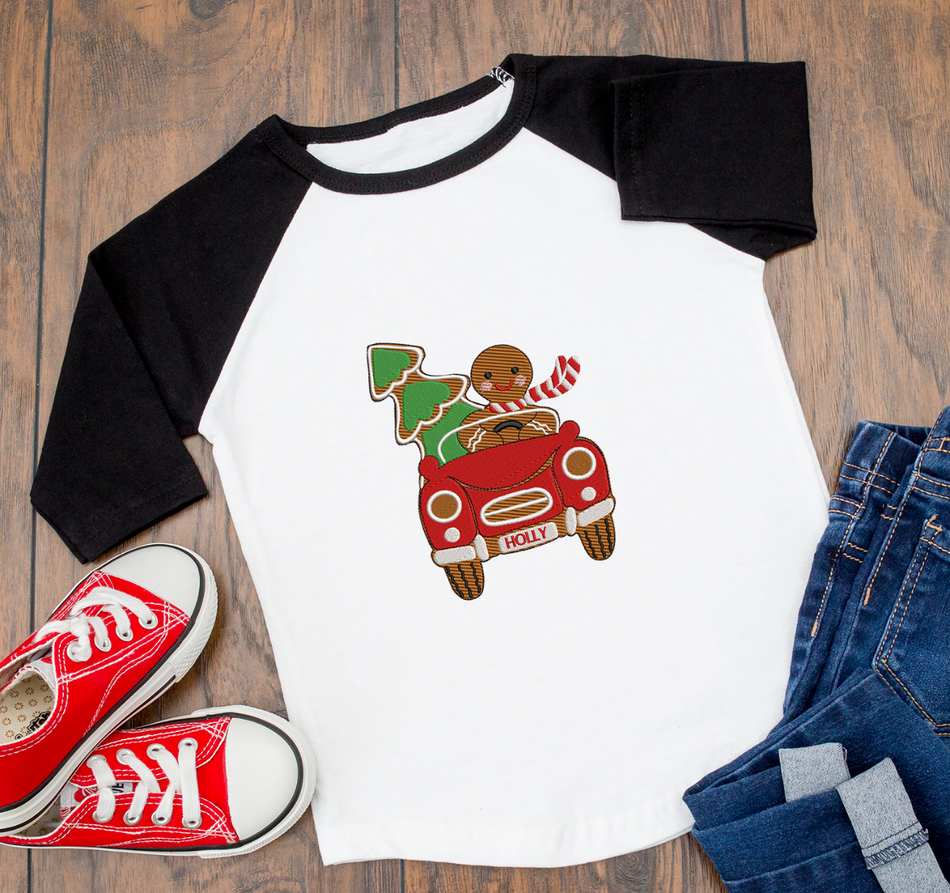 Gingerbread Car Embroidery Design