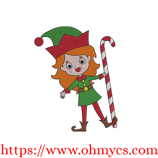Jolly Christmas Girl Elf Embroidery Design