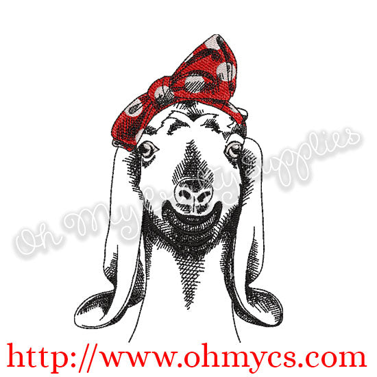 Sketch Goat with Headband Embroidery Design