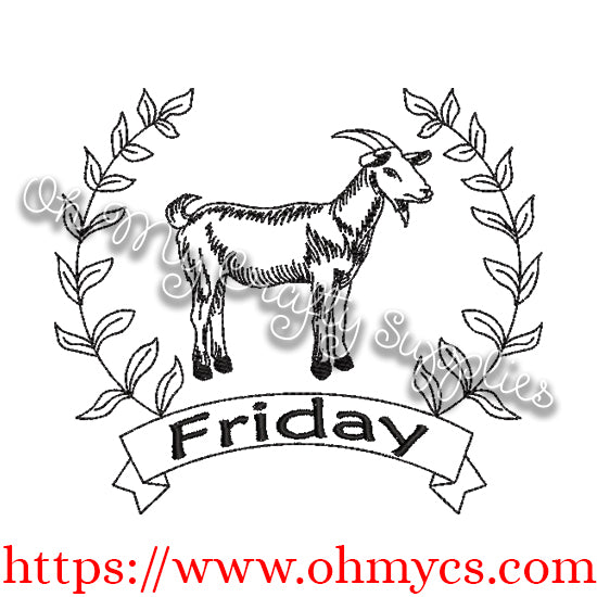 Farm Animal Weekdays Sketch Embroidery Design