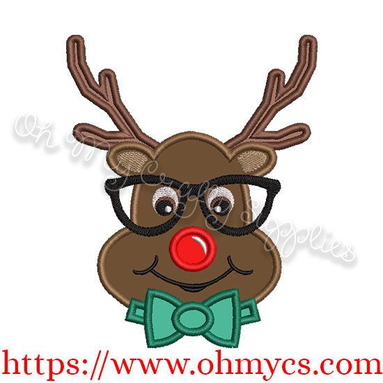 Goofy Boy Reindeer Applique Design