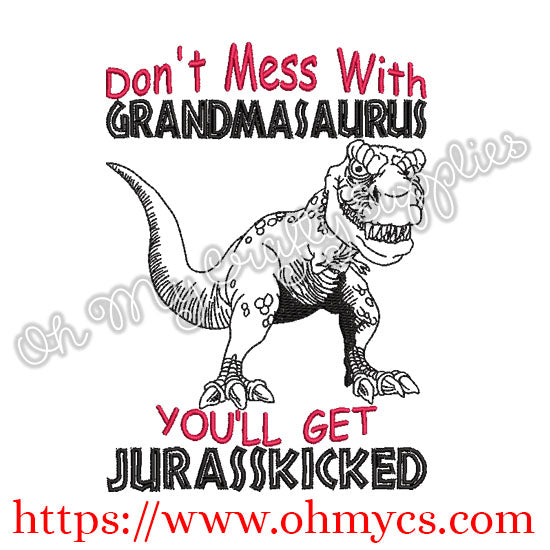 Grandmasaurus Embroidery Design