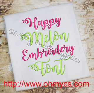 Happy Melon Embroidery Font (BX Included)