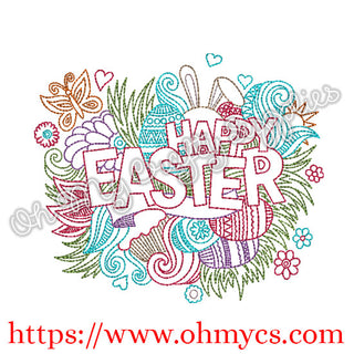 Happy Easter Splash Embroidery Design