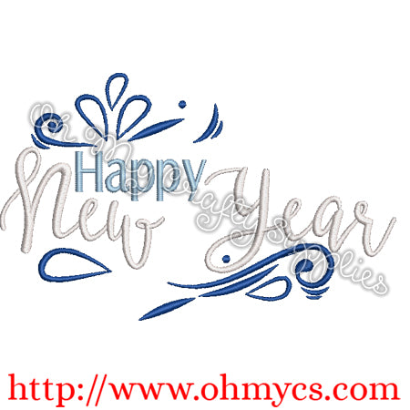 Happy New Year 2019 Embroidery Design