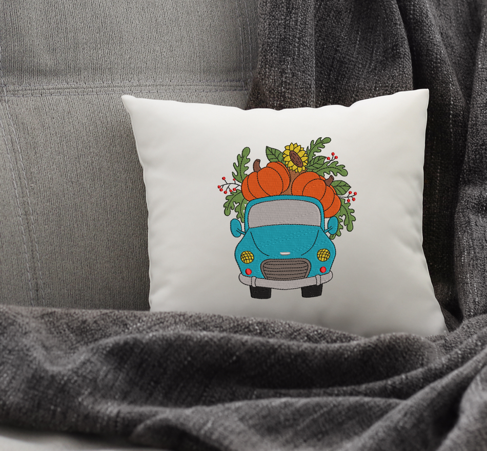 Pumpkin Harvest Truck 2 Embroidery Design