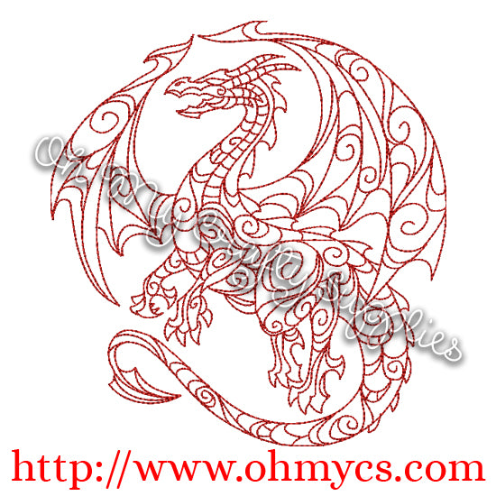 Henna Flying Dragon Embroidery Design