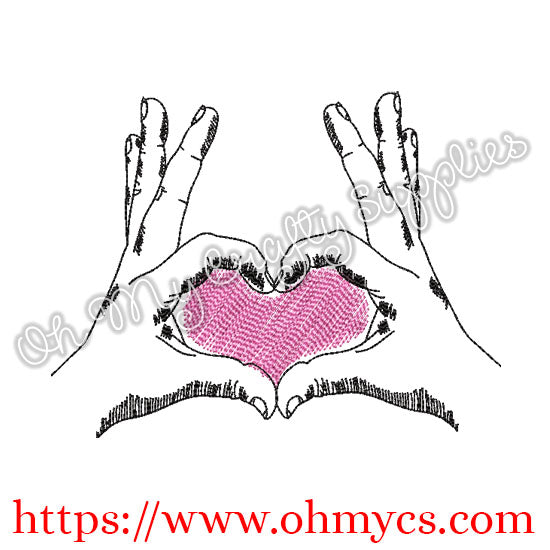 Heart Hands Embroidery Design