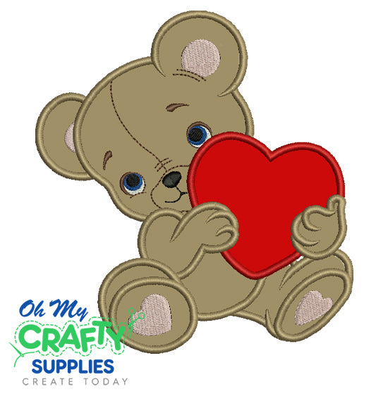 Bear with Heart Embroidery applique