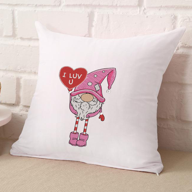 Love Gnome Embroidery Design