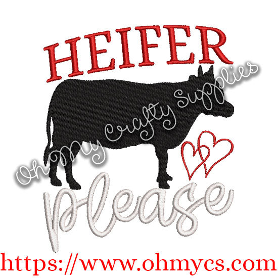 Heifer Please Sketch Embroidery Design