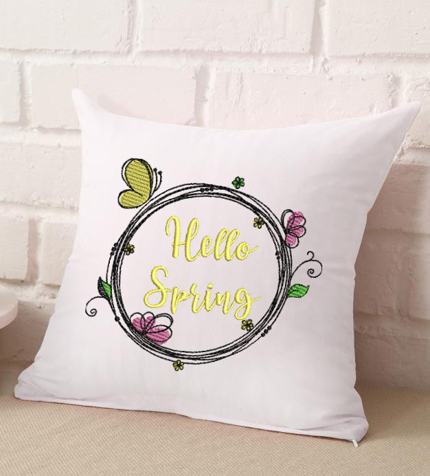 Spring Flowers Wreath Embroidery Design