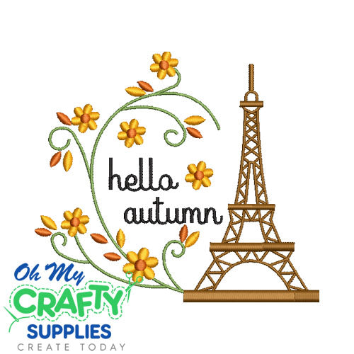 Hello Autumn Paris Embroidery Design